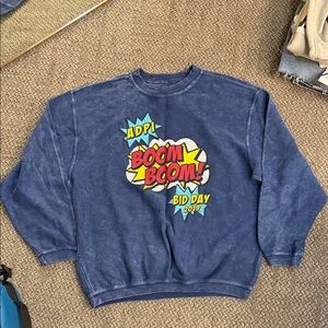 ADPi Blue Graphic Sweatshirt with Comic Print